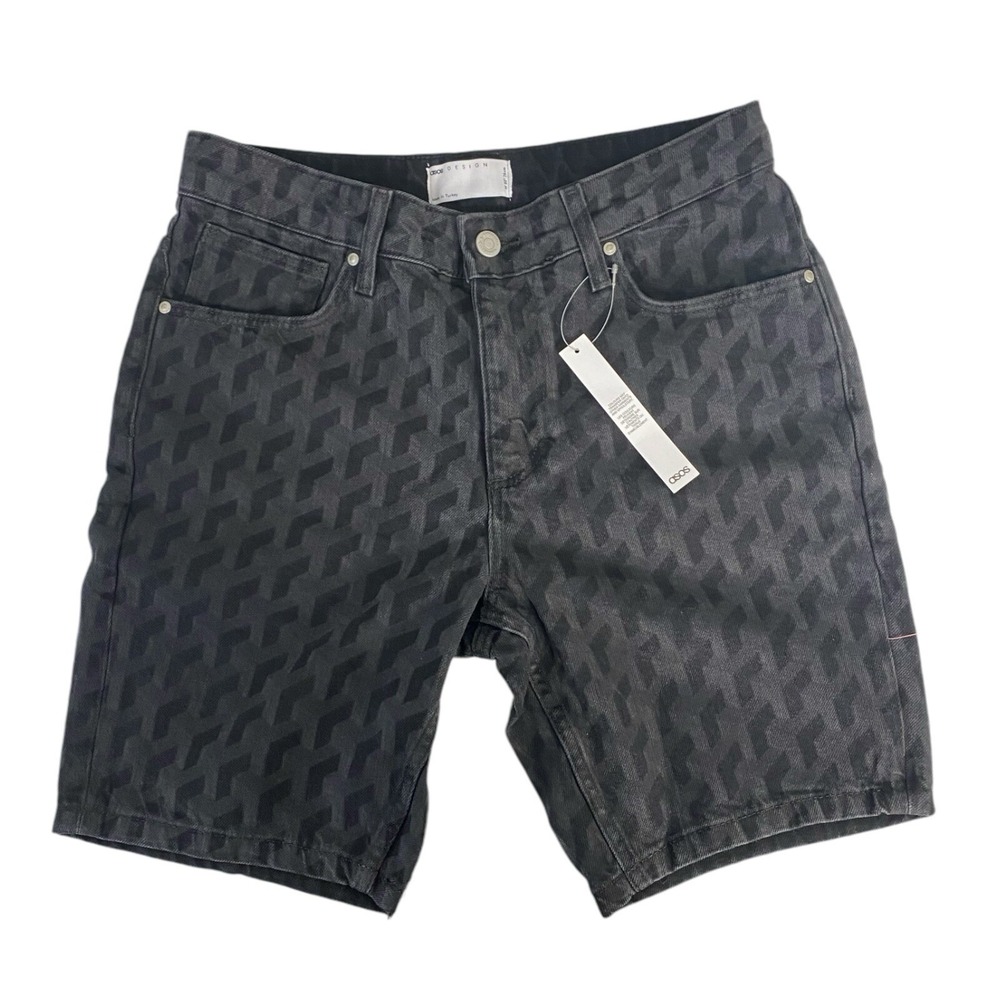 Asos Design Bermuda Jean Shorts Abstract Womens Size 30 in Medium Small WP424